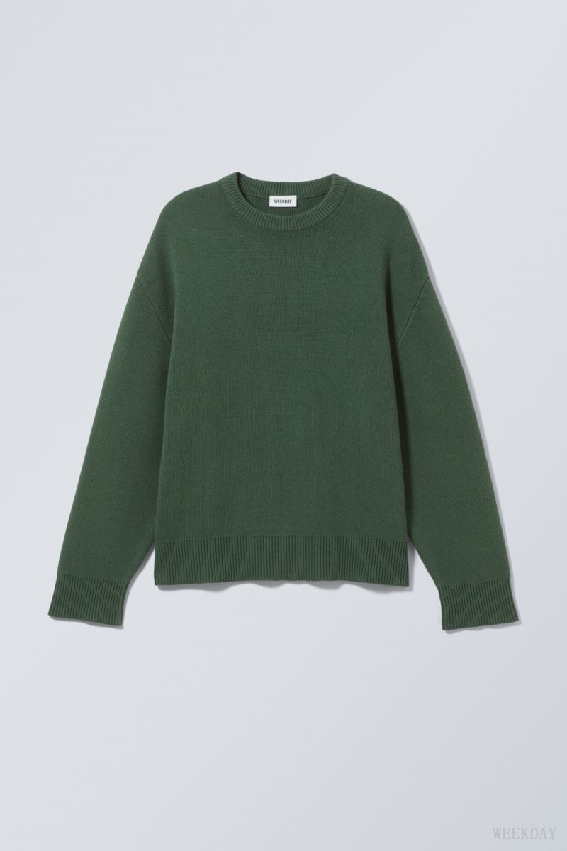 Weekday Cypher Oversized Sweater Dark Green | NNLP3538