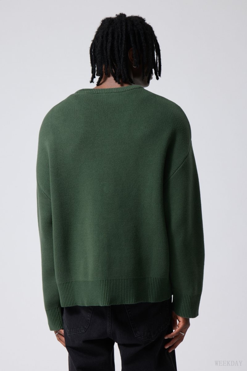 Weekday Cypher Oversized Sweater Dark Green | NNLP3538