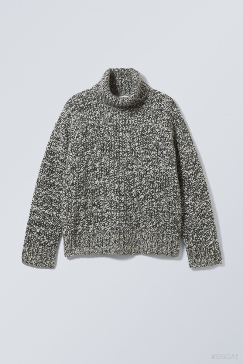 Weekday Cypher Wool Blend Turtleneck Sweater Mole Melange | HUQV4537