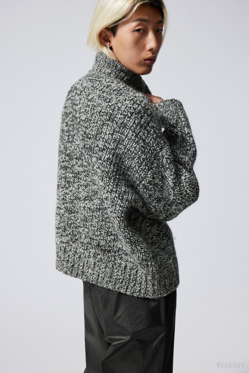 Weekday Cypher Wool Blend Turtleneck Sweater Mole Melange | HUQV4537