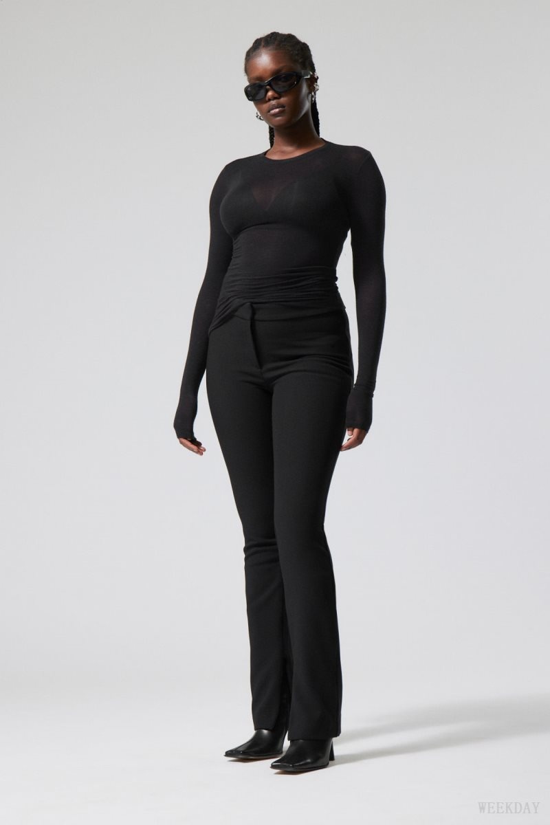 Weekday Dessa slim Trousers Black | MIDH6025