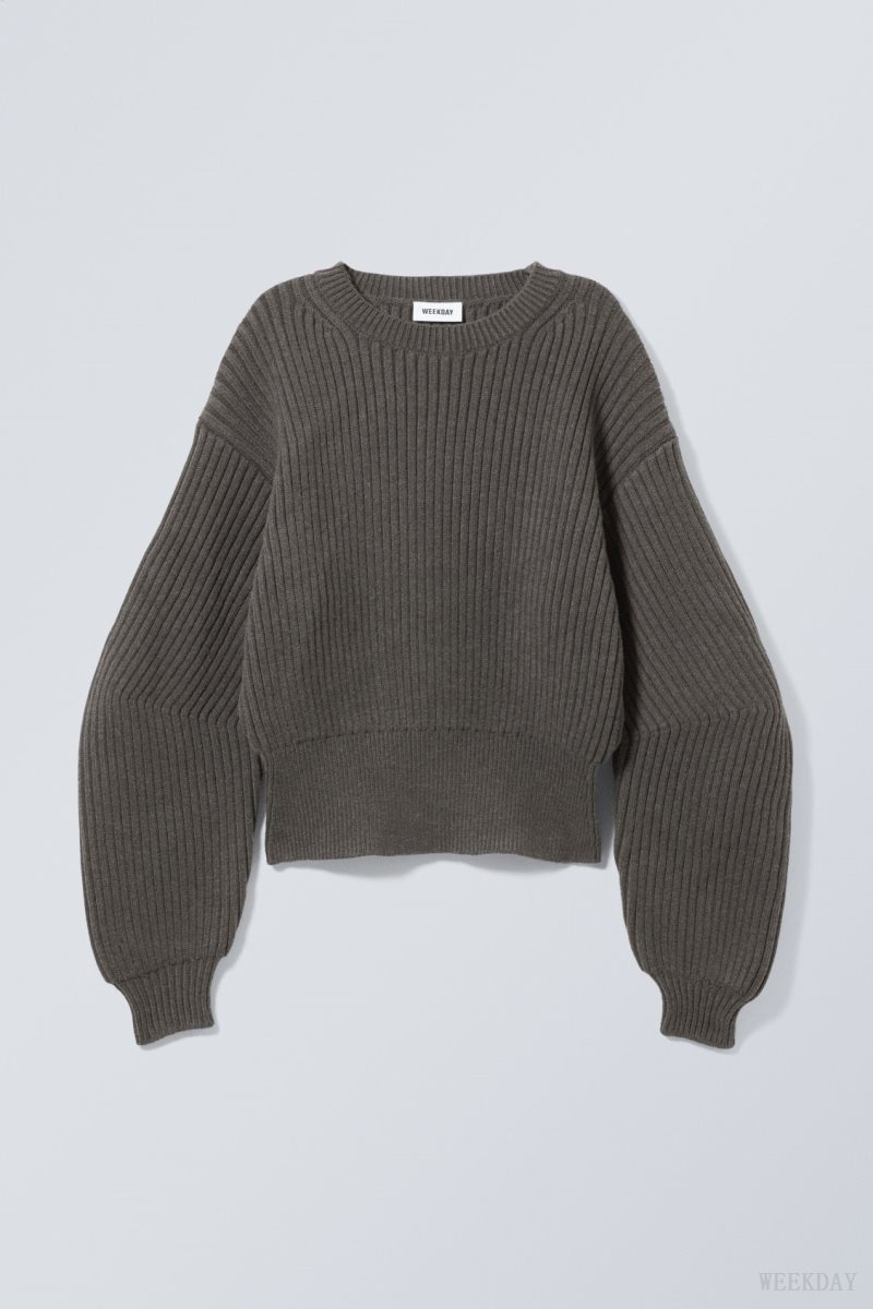 Weekday Dion Sculptural Sweater Dark Mole | RNXE1966