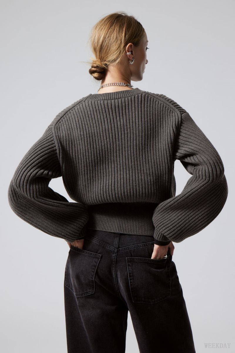 Weekday Dion Sculptural Sweater Dark Mole | RNXE1966