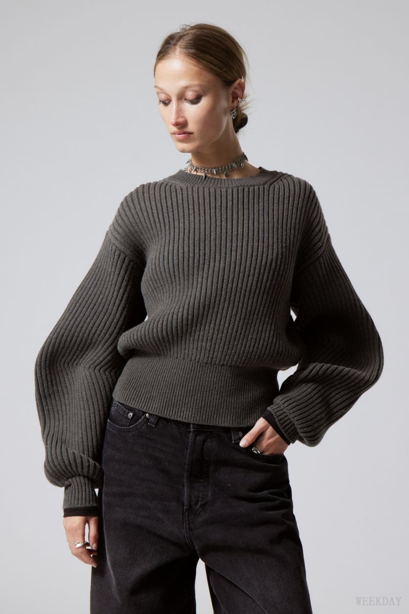 Weekday Dion Sculptural Sweater Dark Mole | RNXE1966