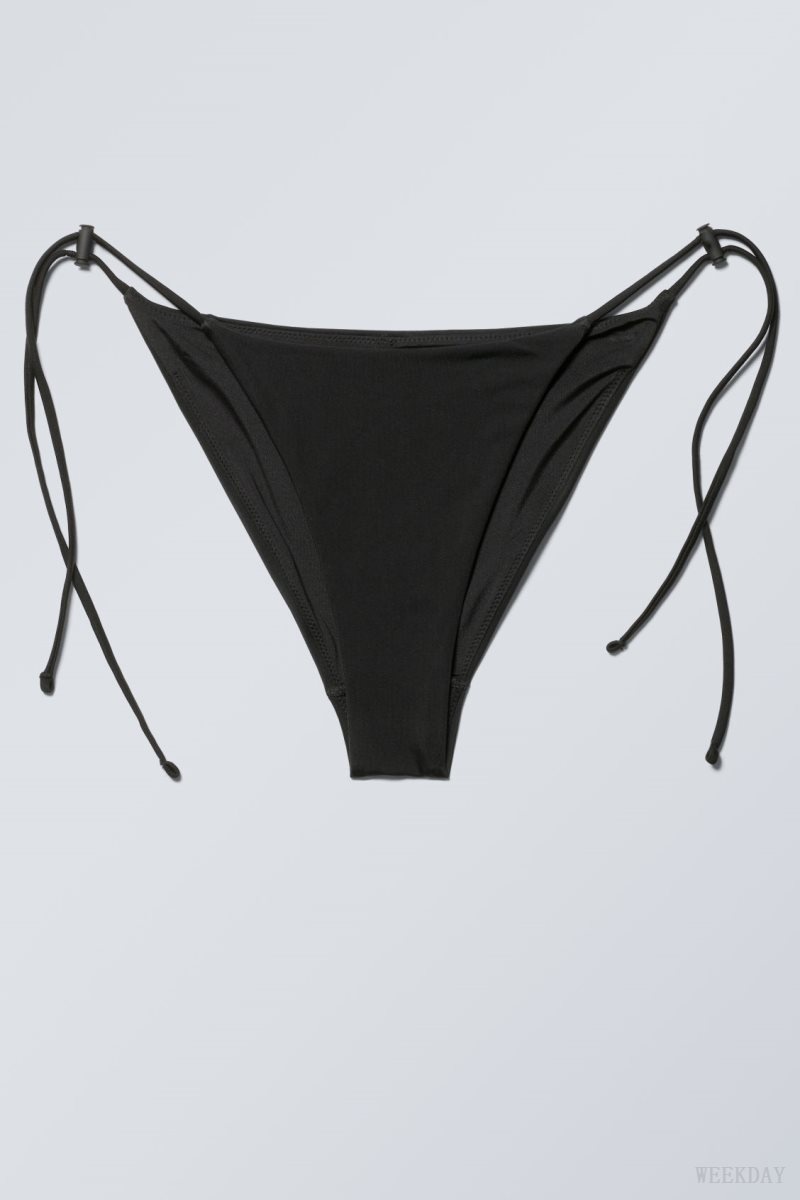 Weekday Drawstring Bikini Bottoms Black | BPJU1947