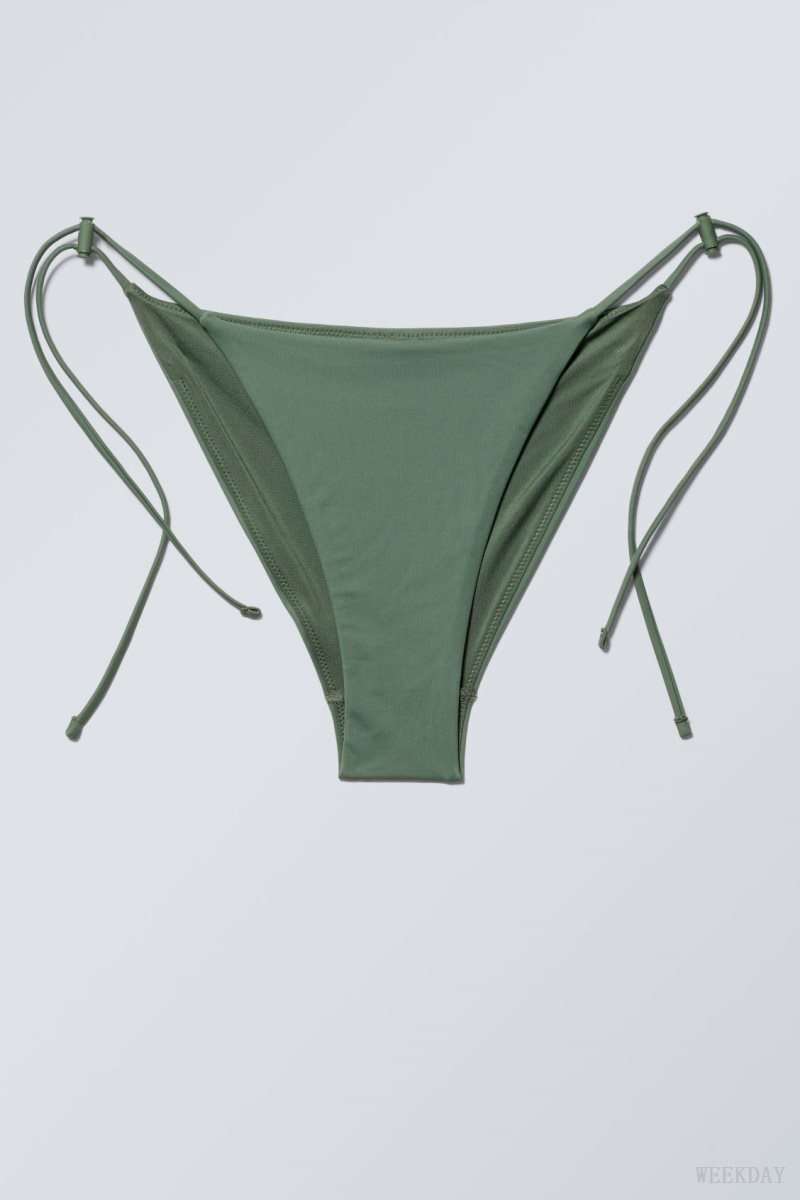 Weekday Drawstring Bikini Bottoms Khaki | AWYR0712