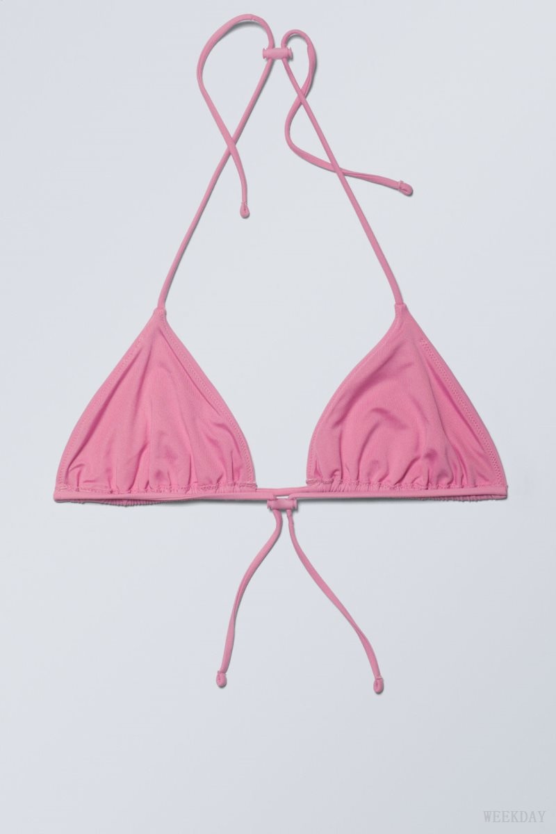 Weekday Drawstring Halter Bikini Top Pink | YBLH0587