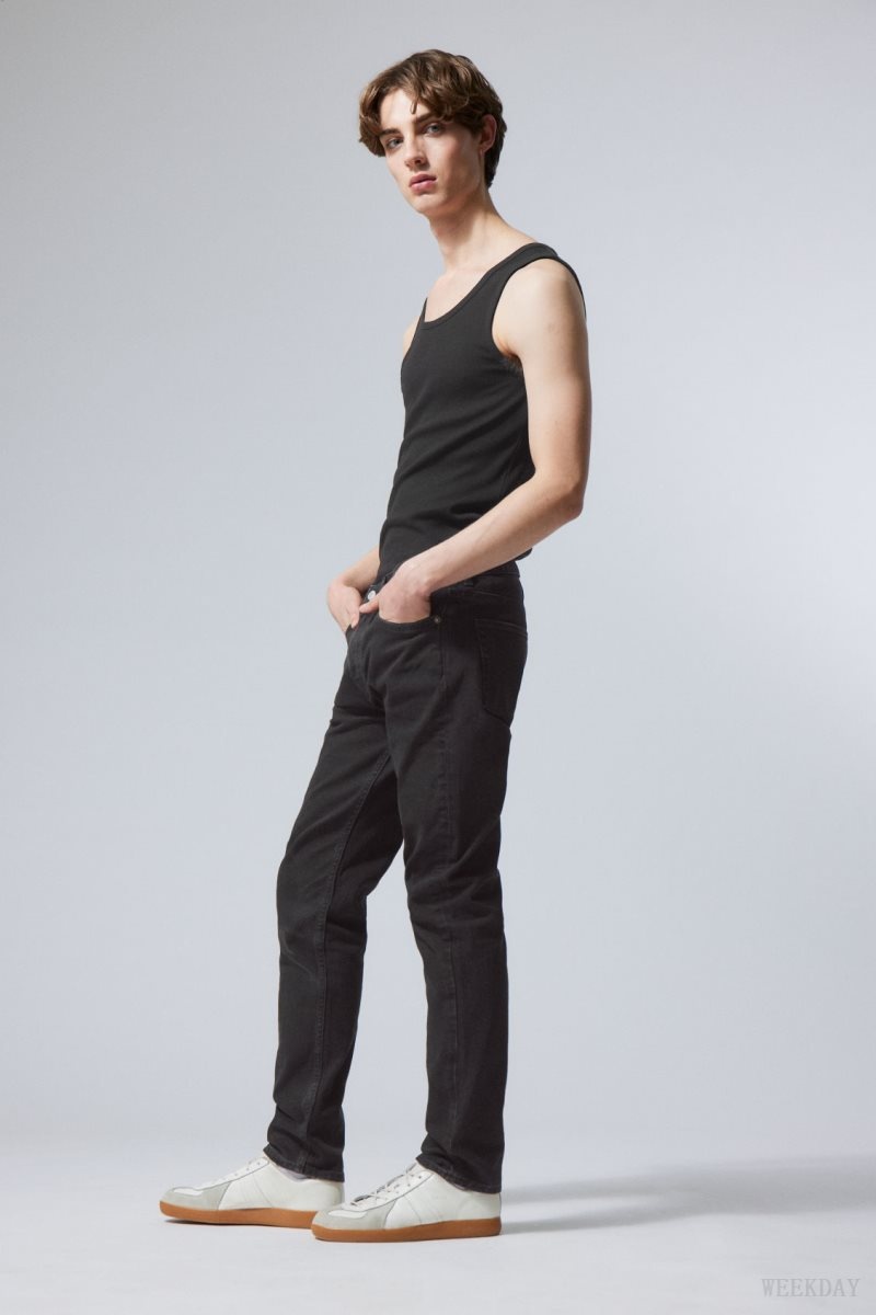 Weekday Easy Regular Straight Jeans Black | ZQJF1531