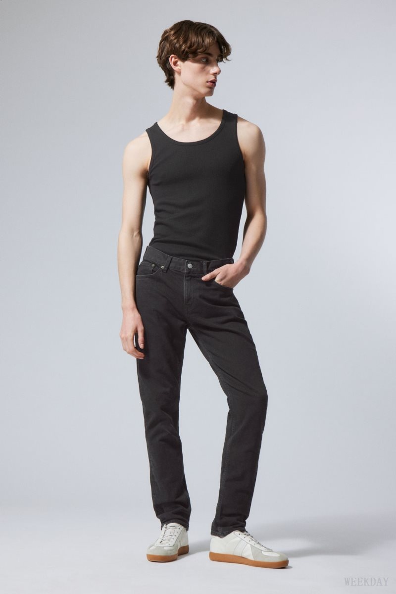 Weekday Easy Regular Straight Jeans Black | ZQJF1531