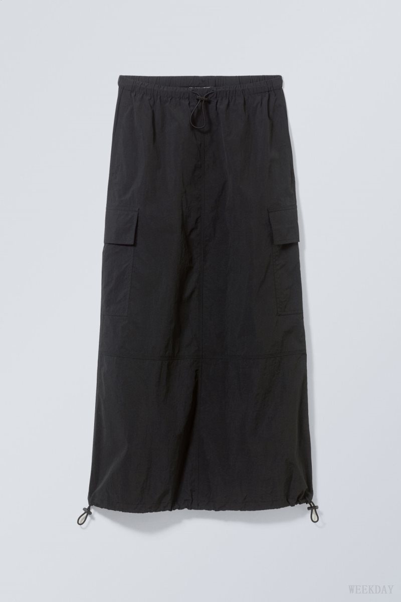 Weekday Edge Cargo Skirt Black | UZPI1038