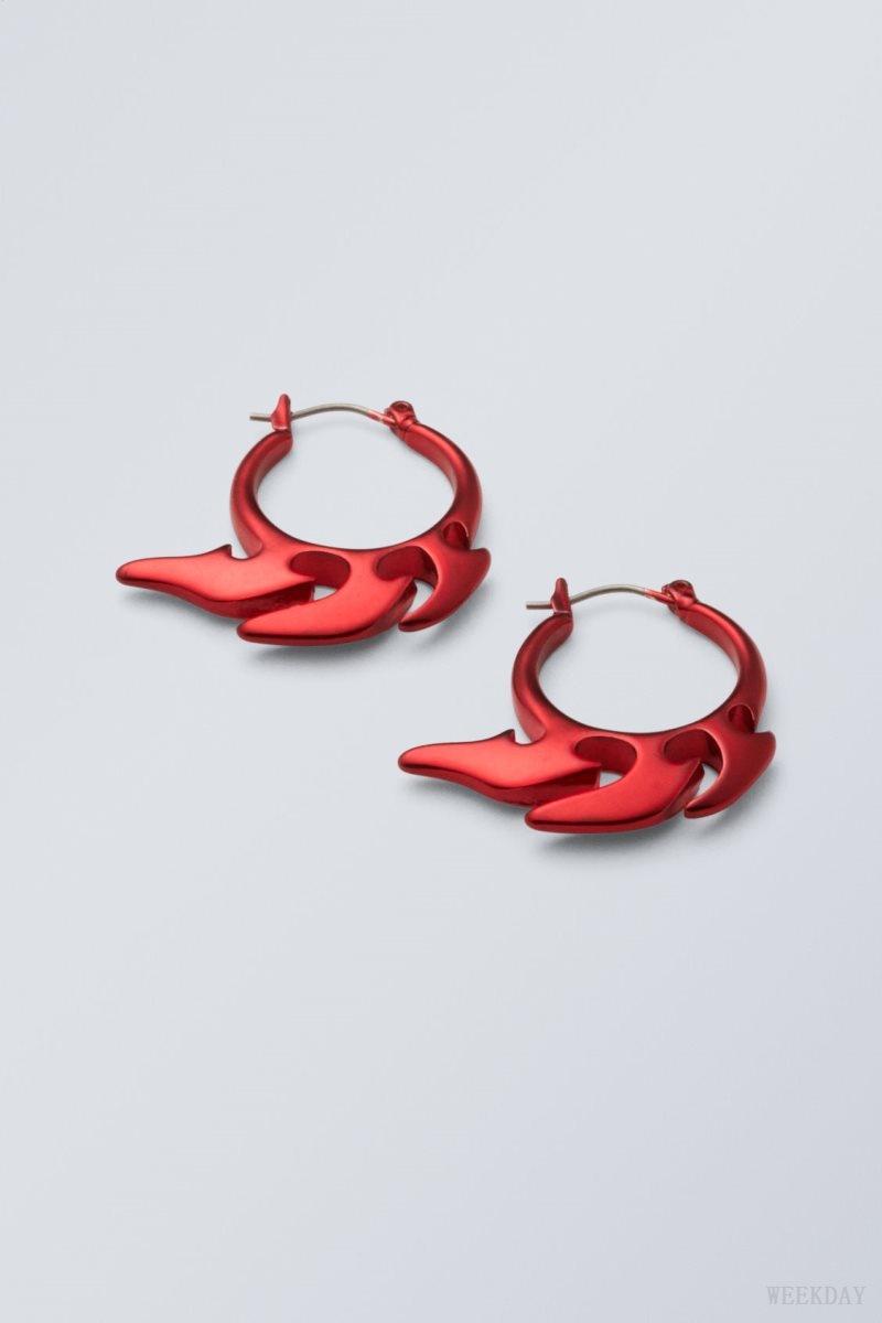 Weekday Elsa Hoop Earrings Red | LGGU6212