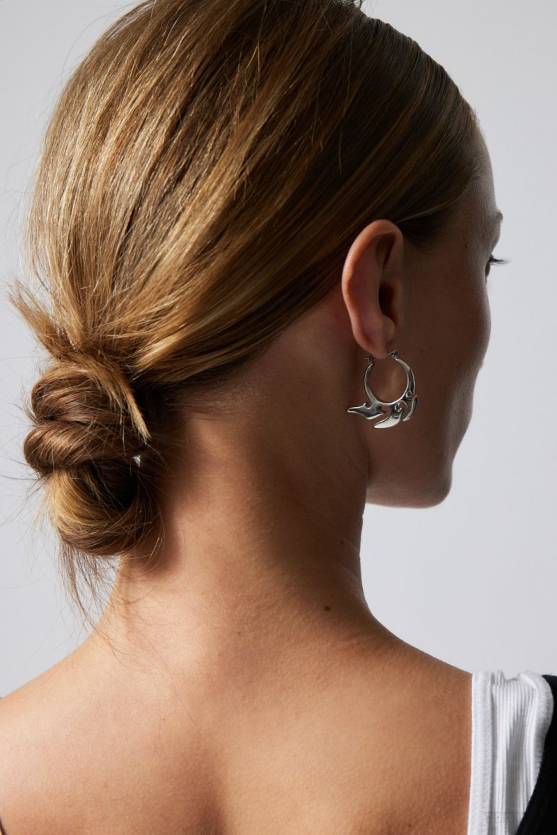 Weekday Elsa Hoop Earrings Silver | YKGK5853