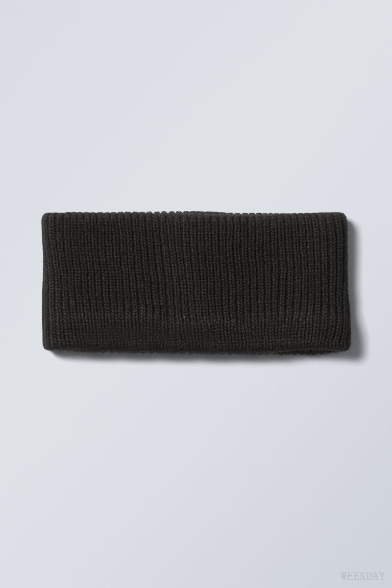 Weekday Elsa Ribbed Knit Headband Black | JKDP8082