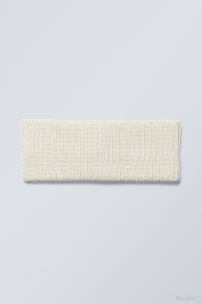 Weekday Elsa Ribbed Knit Headband White | YBIU8452