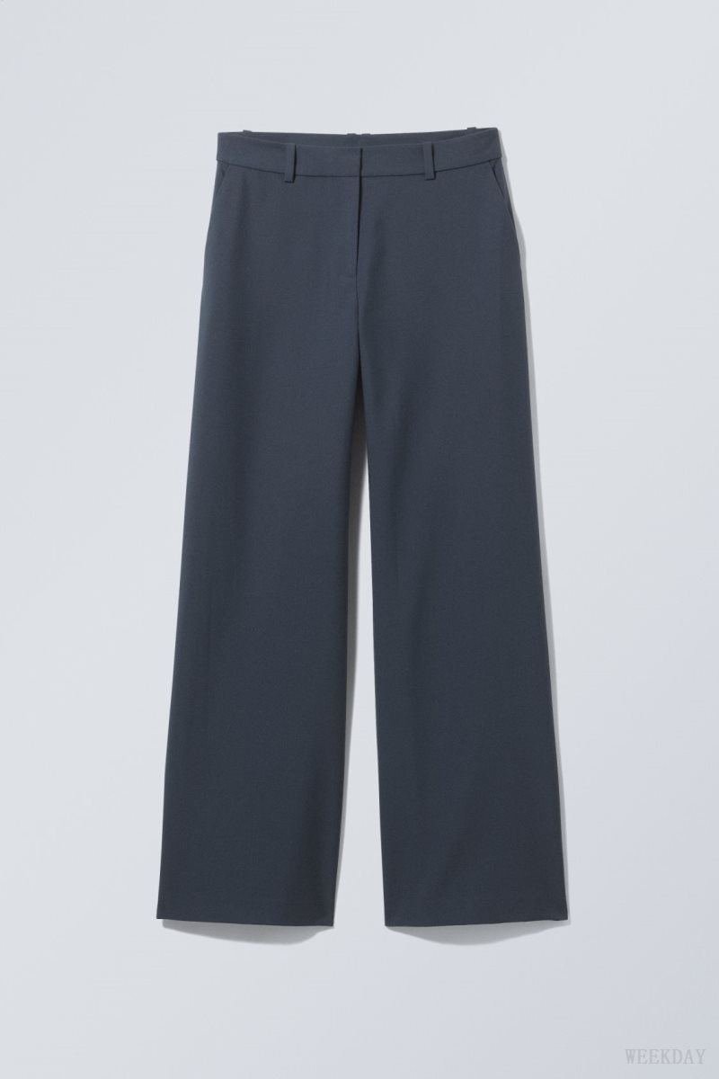 Weekday Emily Low Waist Suiting Trousers Navy | IBTT3389