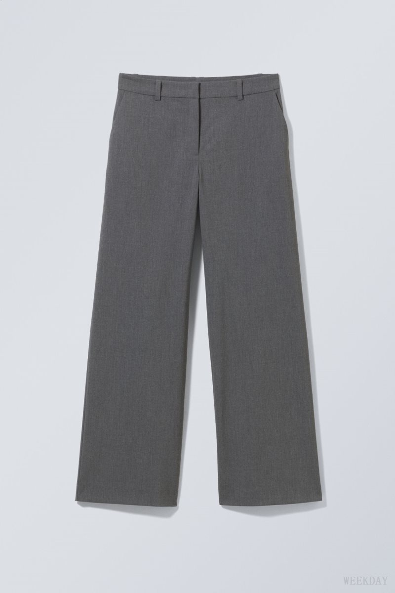 Weekday Emily Low Waist Suiting Trousers Dark Grey | KQHU1221