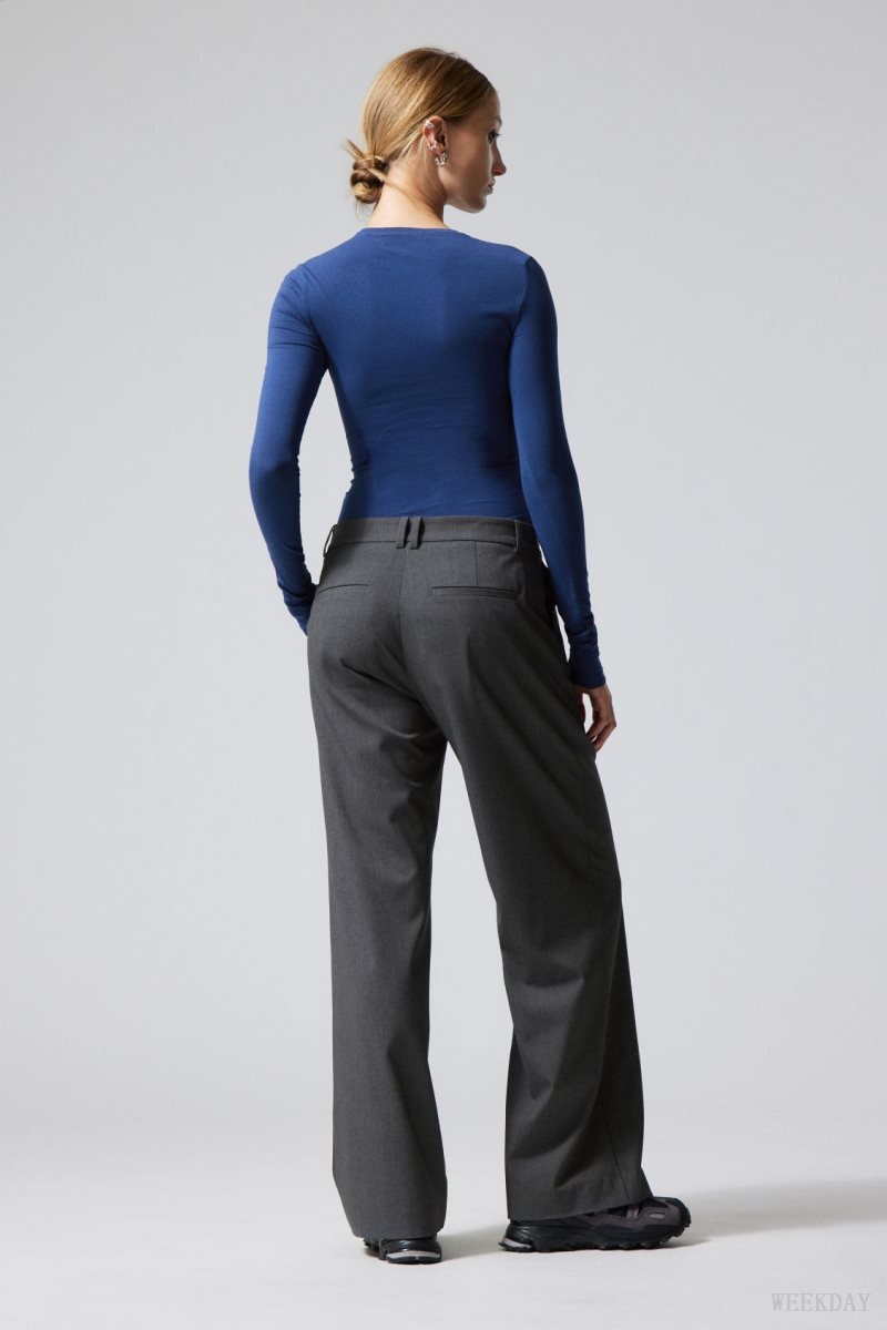 Weekday Emily Low Waist Suiting Trousers Dark Grey | KQHU1221