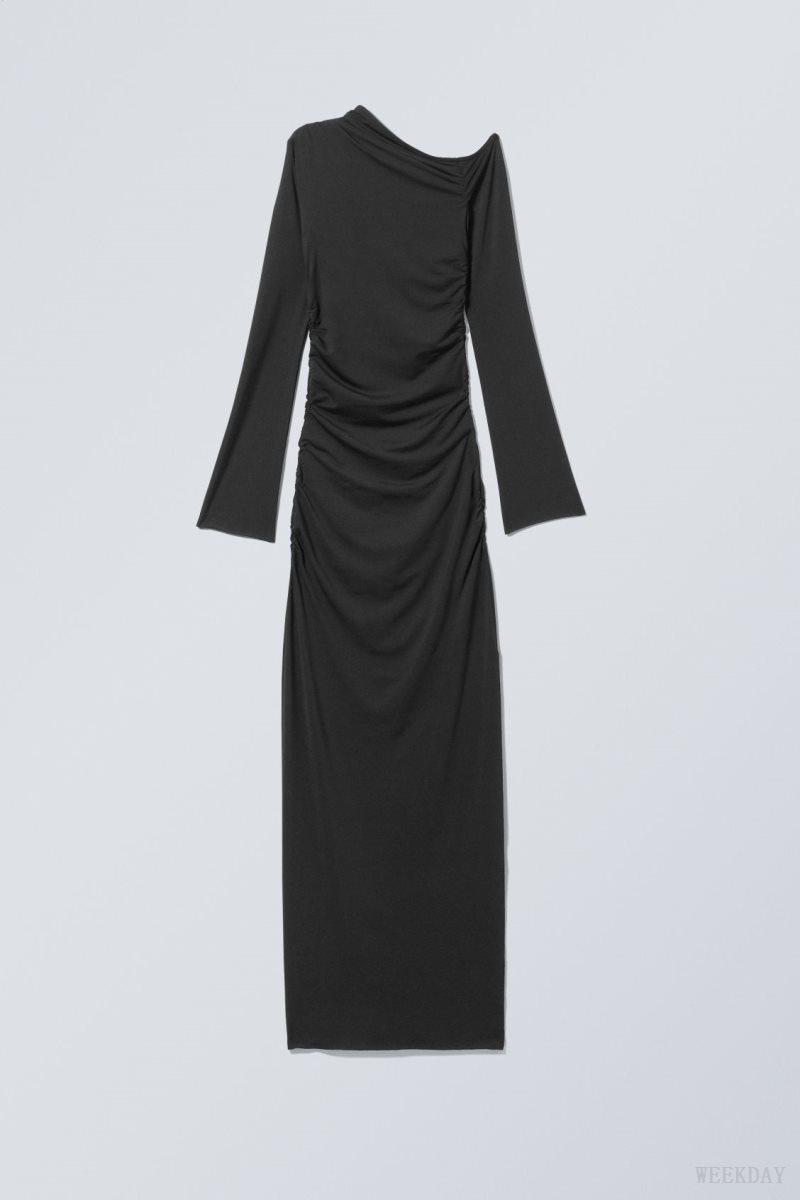 Weekday Erin Drape Dress Black | ICNY8494