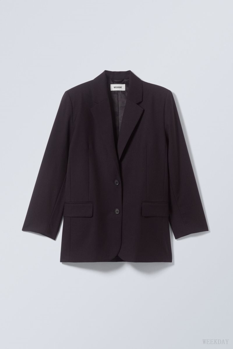 Weekday Erin Oversized Blazer Dark Purple | HQVJ2239