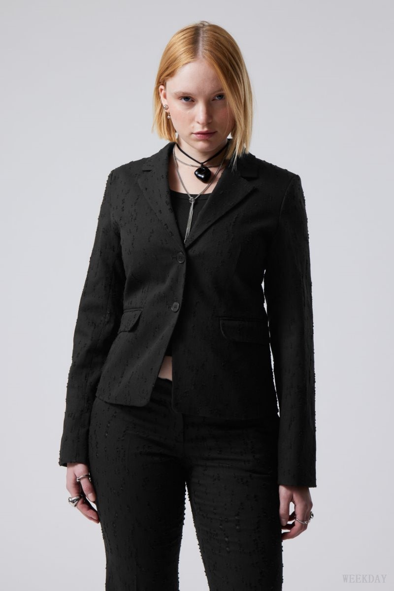 Weekday Esma Fitted Blazer Black / Grey | VCRA0887