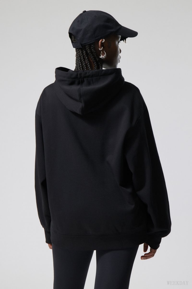 Weekday Essence Relaxed Hoodie Black | JYSQ8961