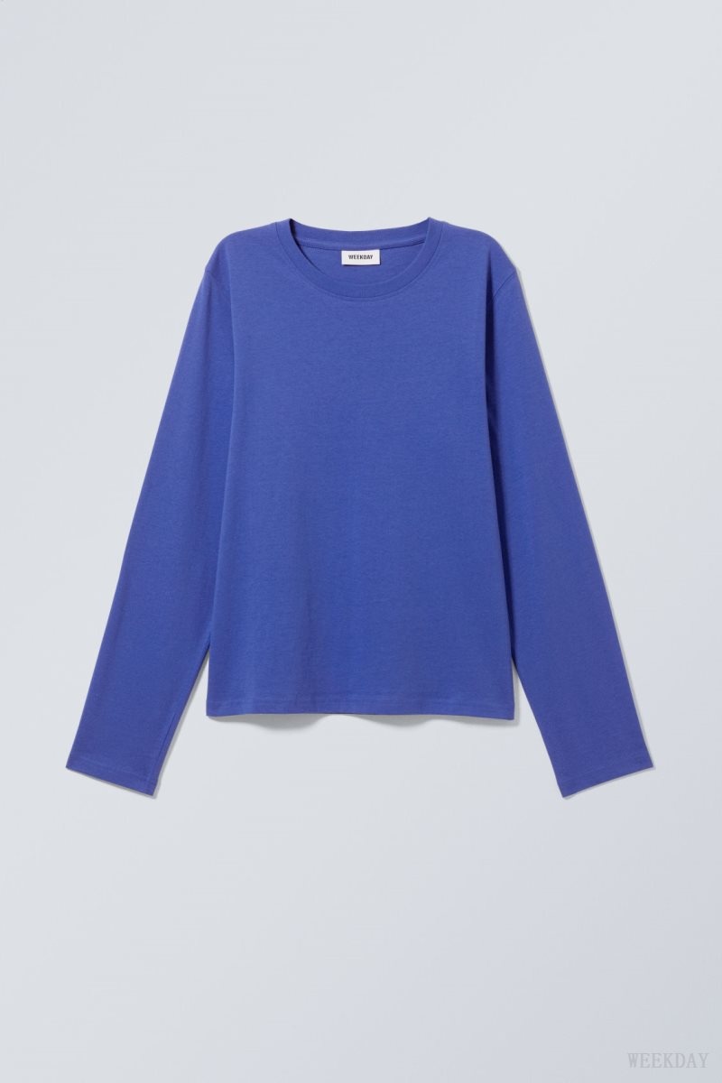 Weekday Essence Standard Long Sleeve Light Blue | EHRG2197