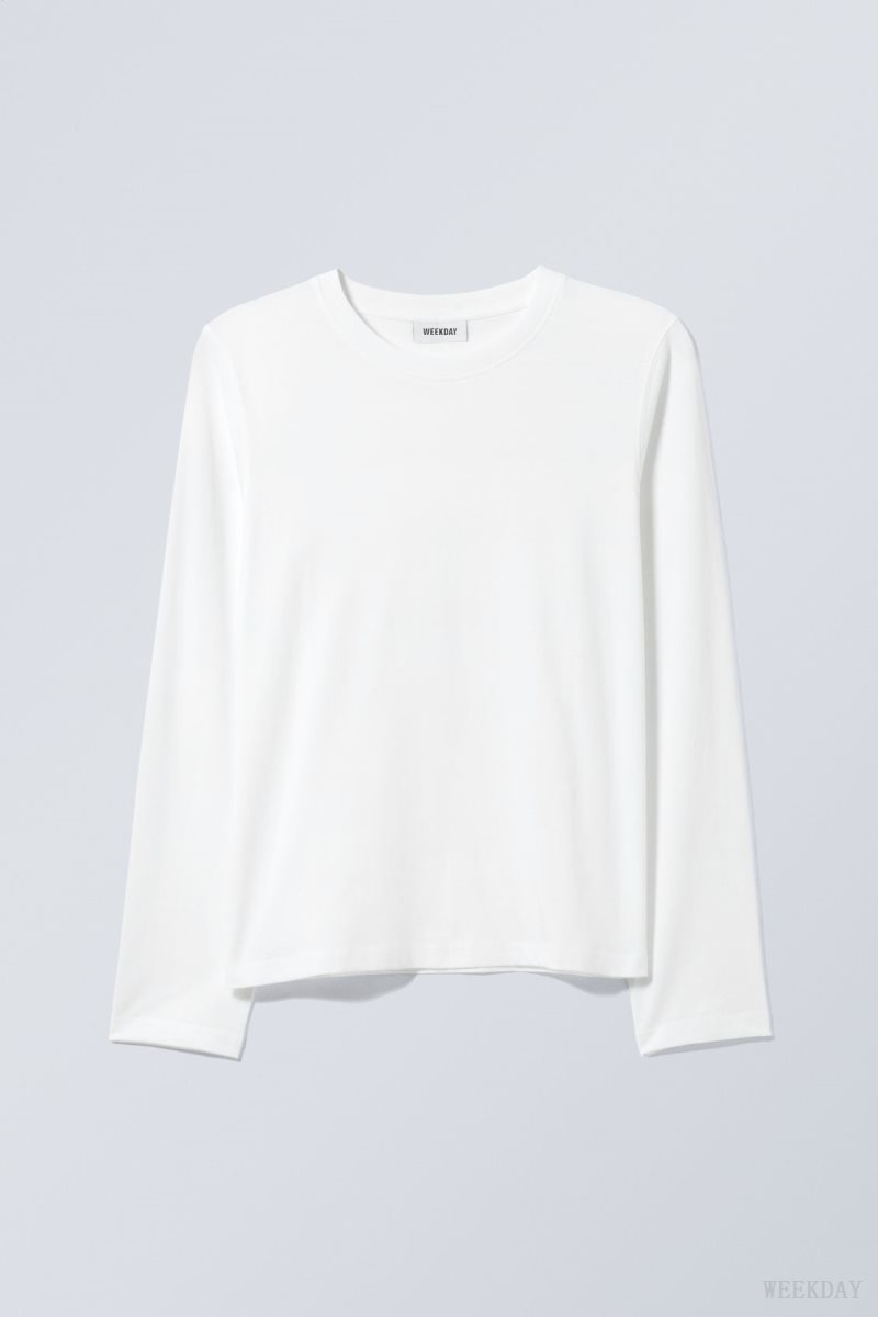 Weekday Essence Standard Long Sleeve White | DCQK9448