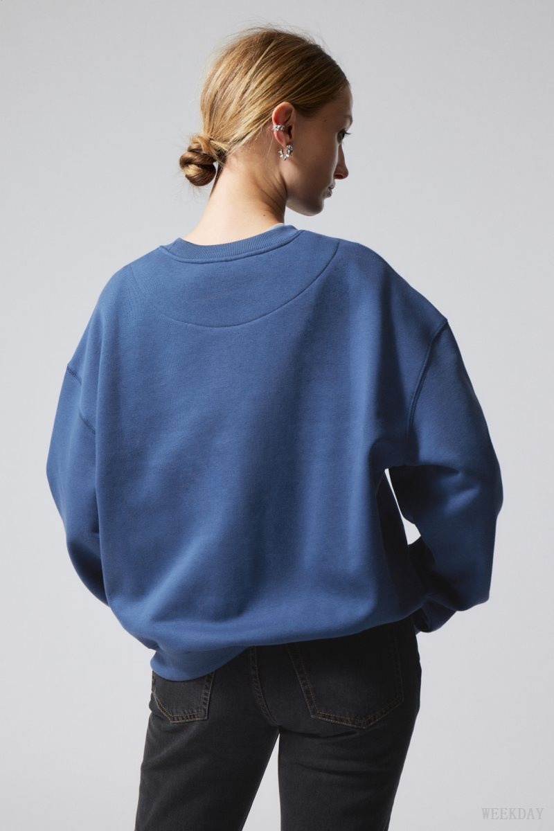 Weekday Essence Standard Sweatshirt Blue | JWIC6455