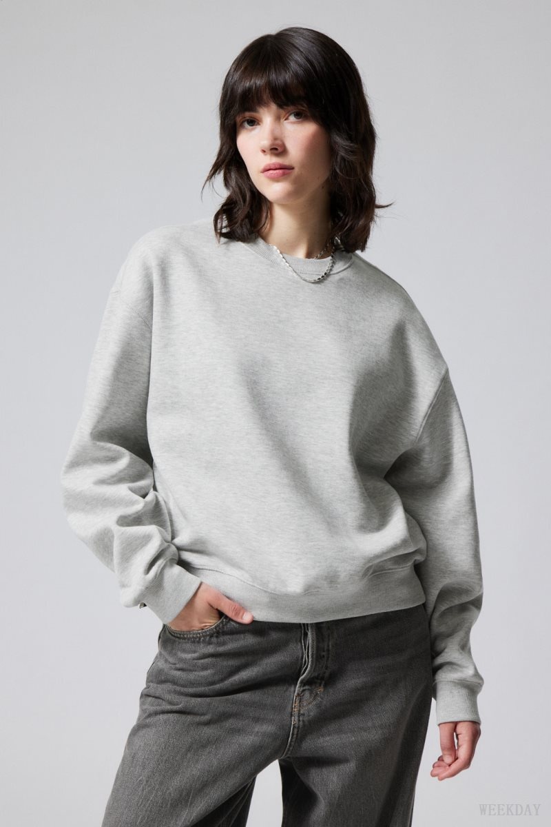 Weekday Essence Standard Sweatshirt Light Grey | FMLW1704