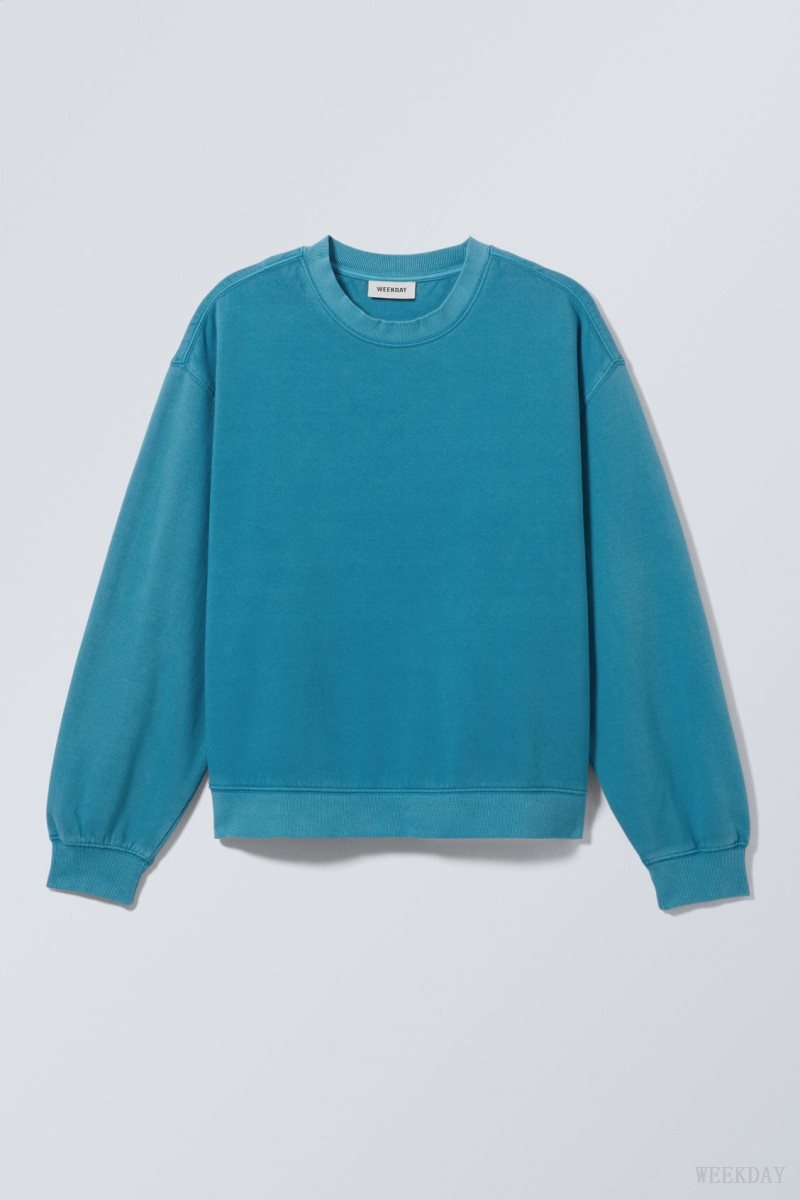 Weekday Essence Standard Sweatshirt Light Blue | ADIT1686