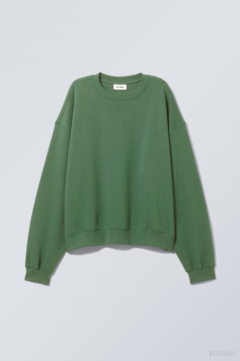 Weekday Essence Standard Sweatshirt Turquoise Green | UEWV9339