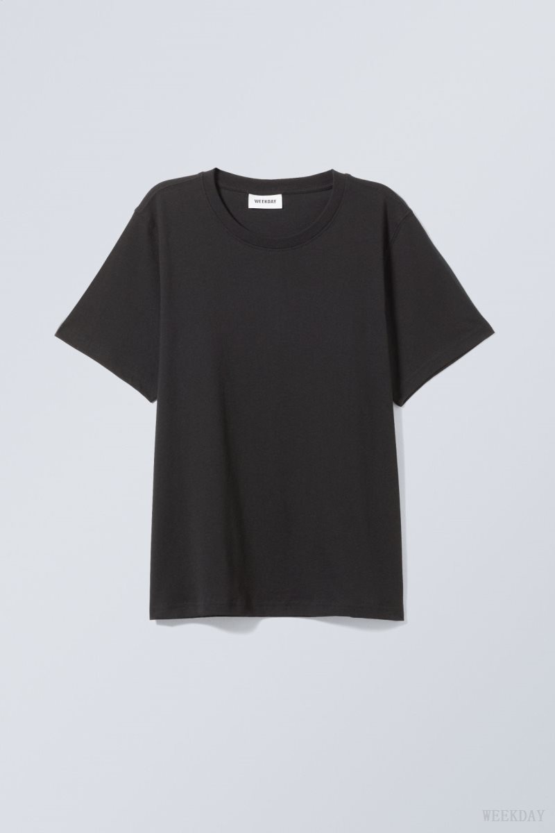 Weekday Essence Standard T-shirt Black | WGGI3308