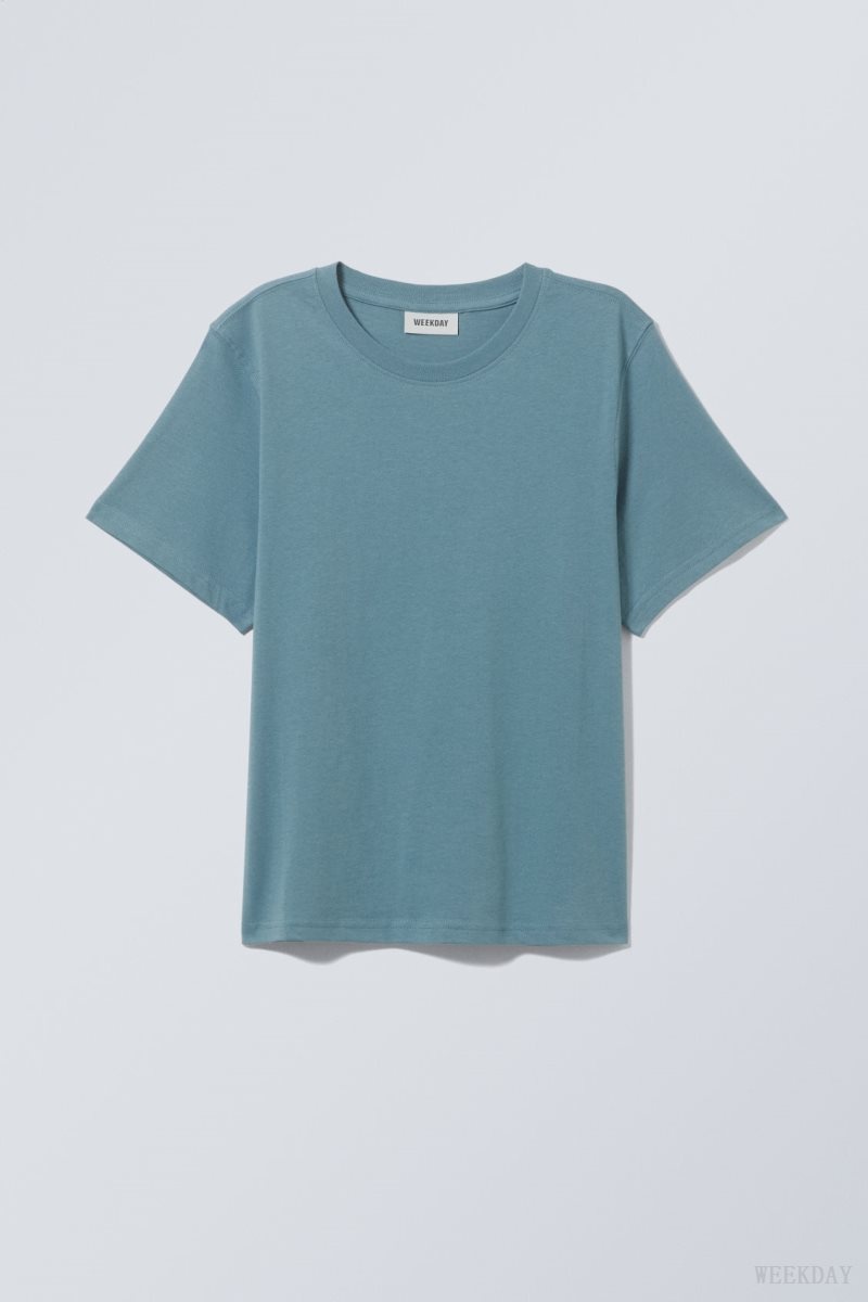 Weekday Essence Standard T-shirt Blue | BIZQ4667