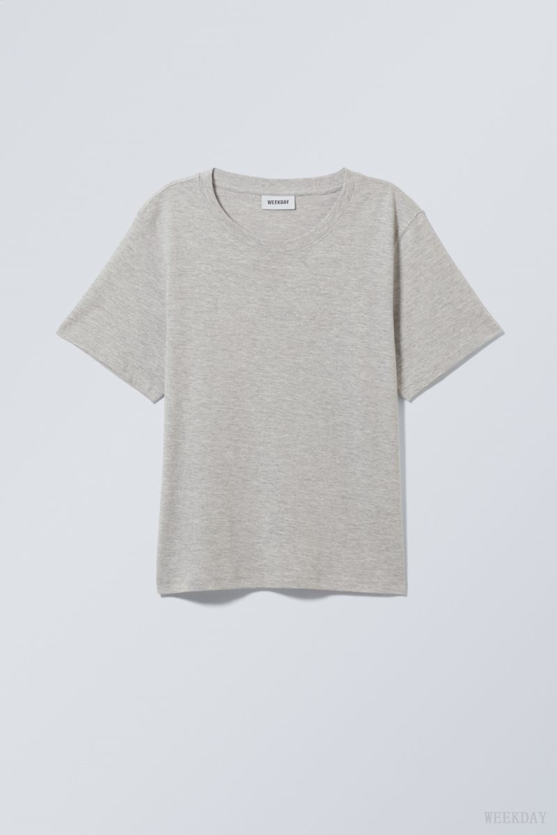 Weekday Essence Standard T-shirt Grey | YLQV6182