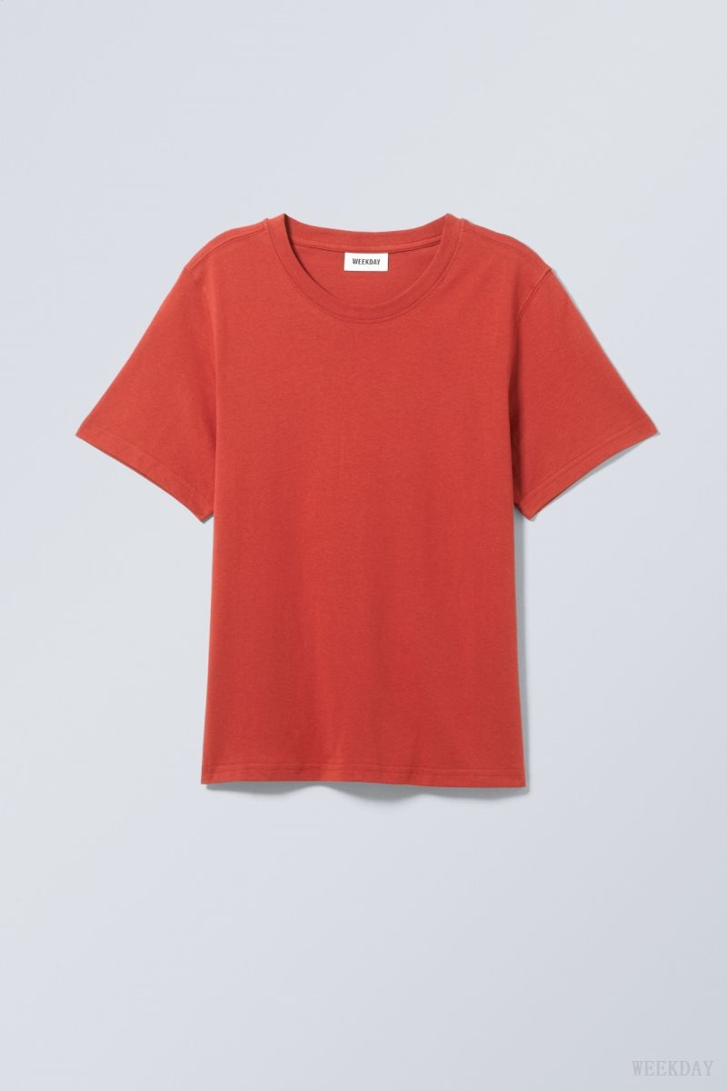 Weekday Essence Standard T-shirt Red | IAAV6497