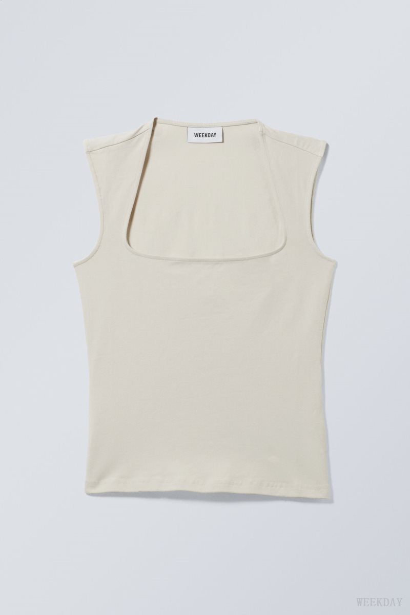 Weekday Esti Tank Top Beige | EWOU2111