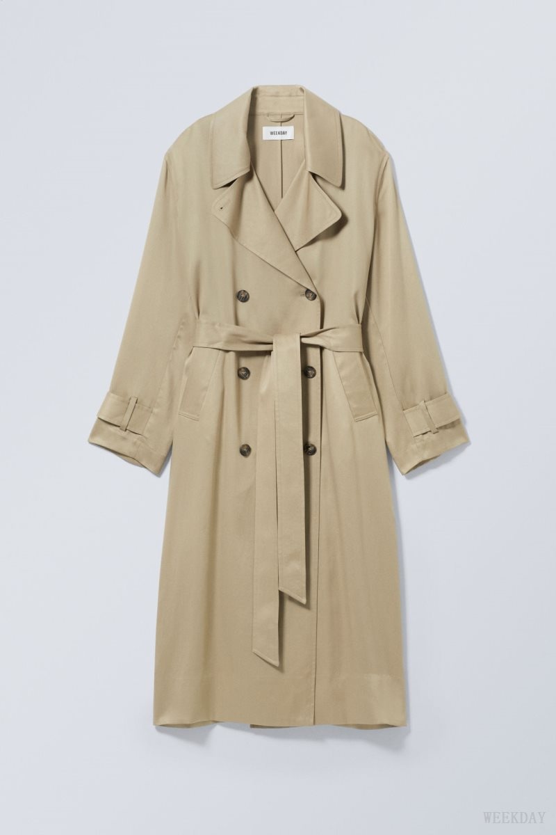 Weekday Evelyn Relaxed Lyocell Trench Coat Beige | KBUC9038