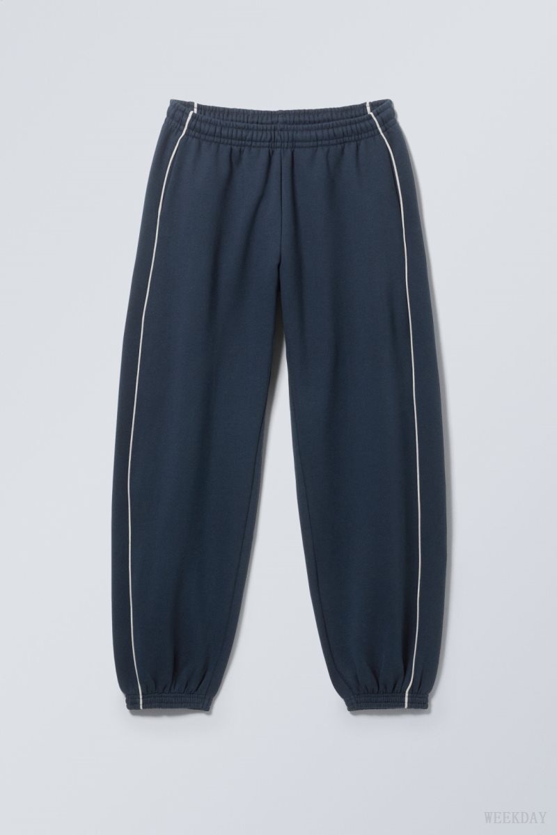 Weekday Even Piping Sweatpants Dark Blue | PGKV1723