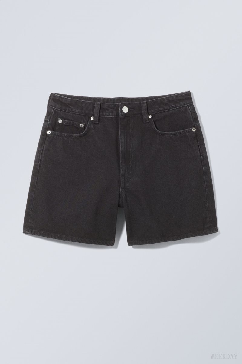 Weekday Eya Denim Shorts Black | MZRO2712