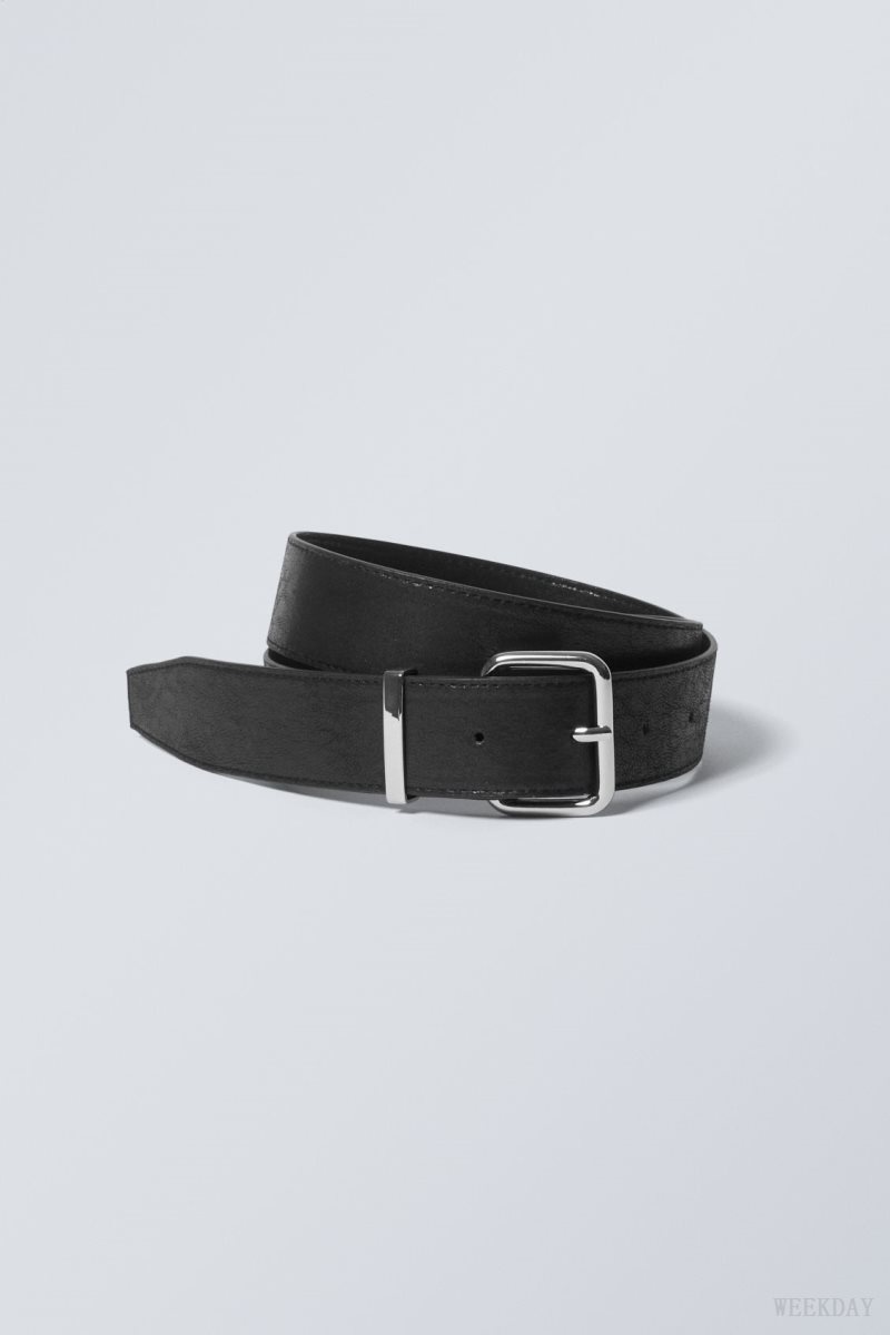 Weekday Faux Leather Buckle Belt Black | UHIJ9080