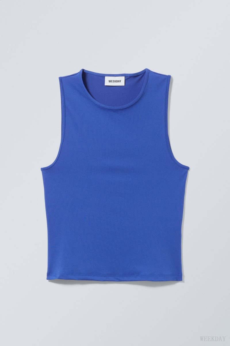 Weekday Fine Fitted Tank Top Blue | ETZN2180