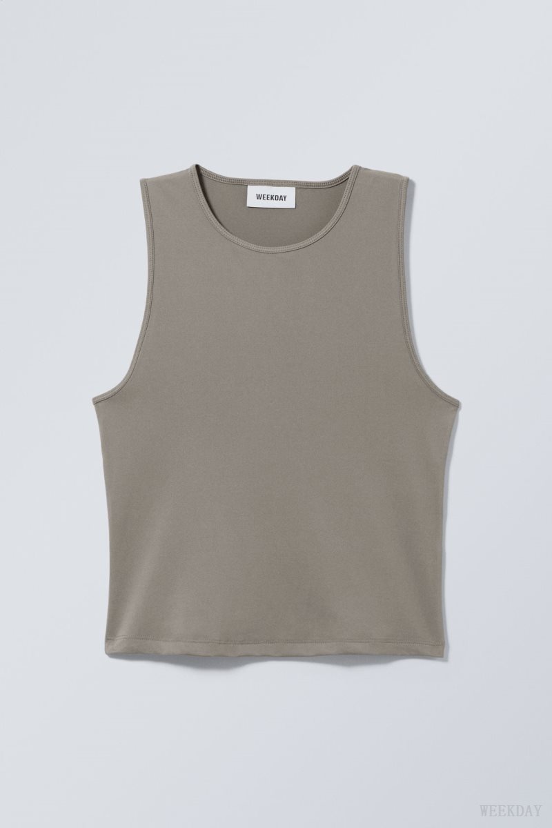 Weekday Fine Fitted Tank Top Grey | GIXT9302