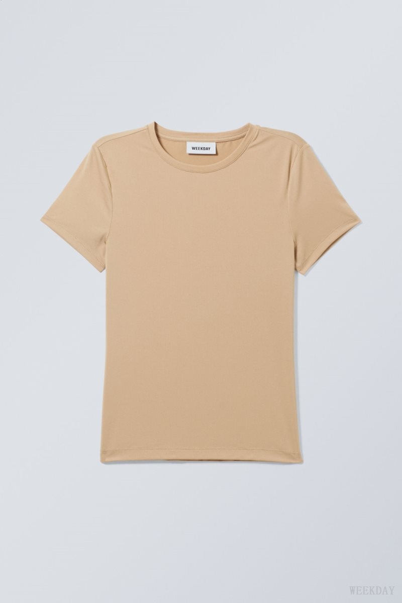 Weekday Fine T-shirt Beige | TXAB8763