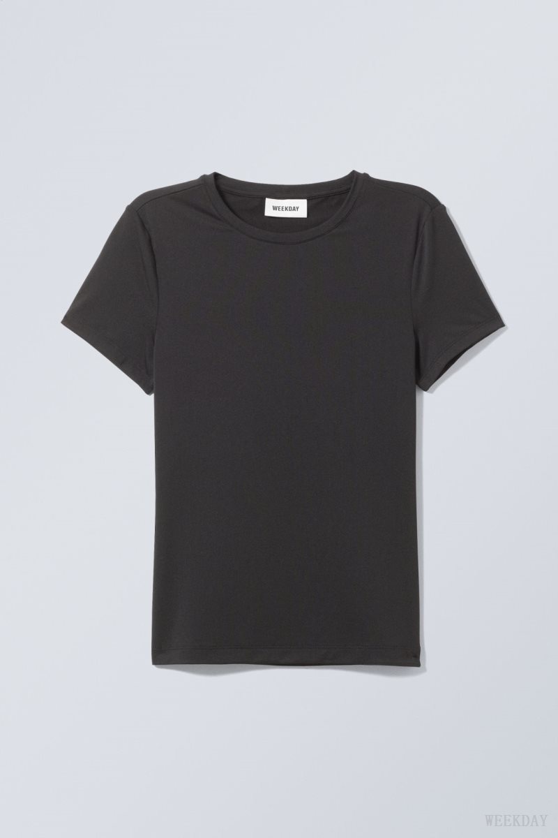 Weekday Fine T-shirt Black | YAFO6577