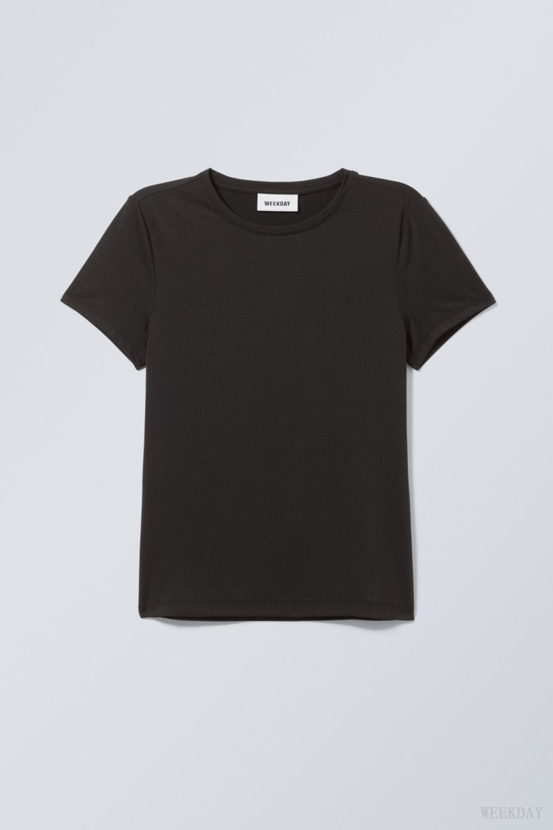 Weekday Fine T-shirt Black | YAFO6577