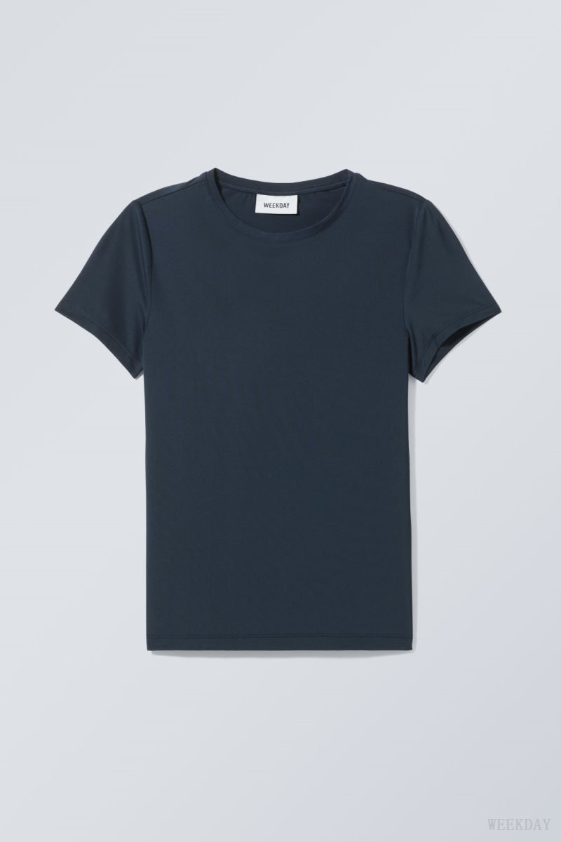 Weekday Fine T-shirt Dark Blue | JNPB2676