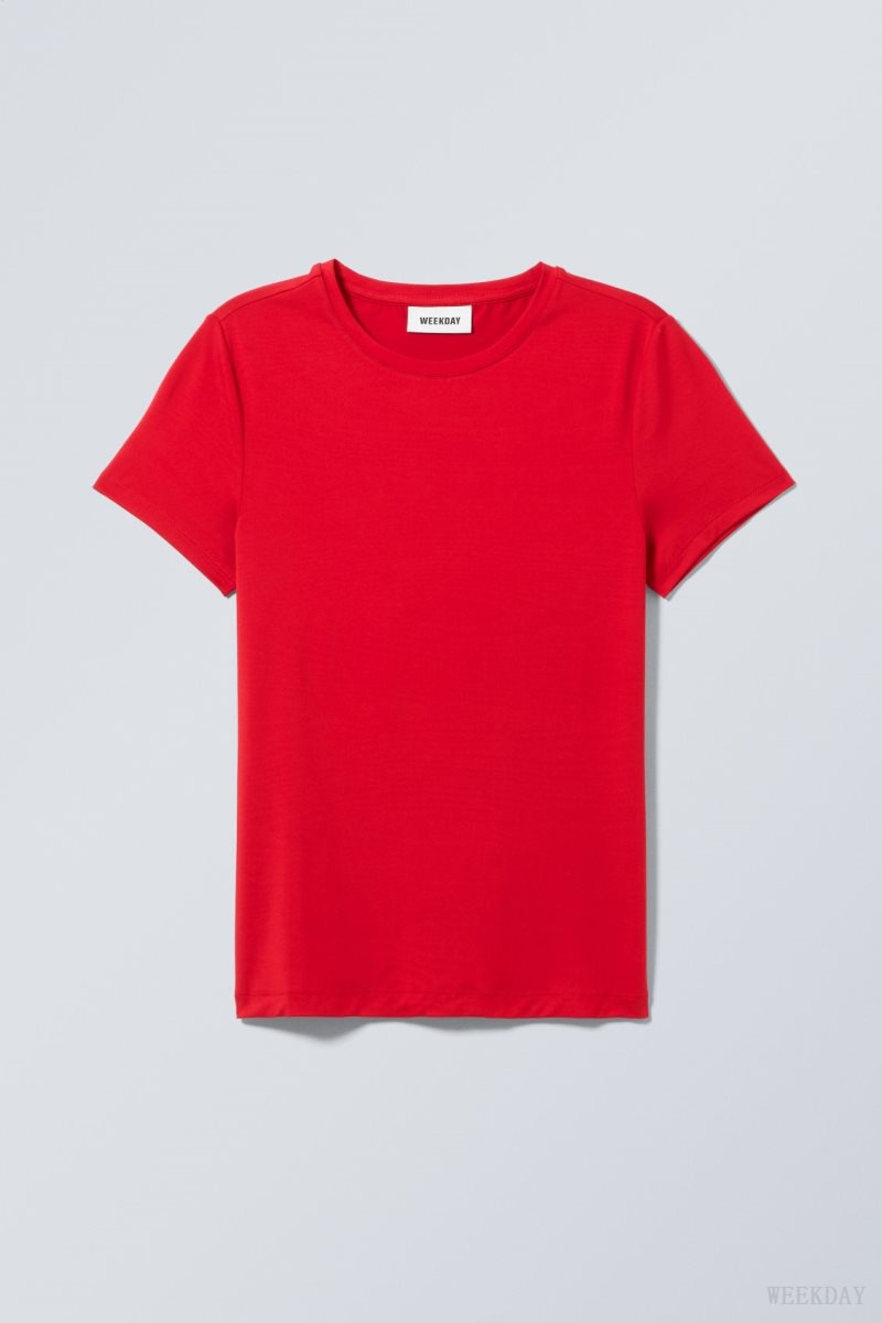 Weekday Fine T-shirt Light Red | KPGF0232