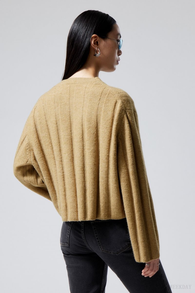 Weekday Fiona Rib Sweater Beige | XLYW2273