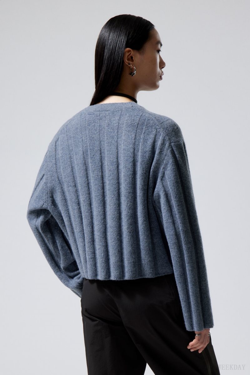 Weekday Fiona Rib Sweater Blue | LSFN3172