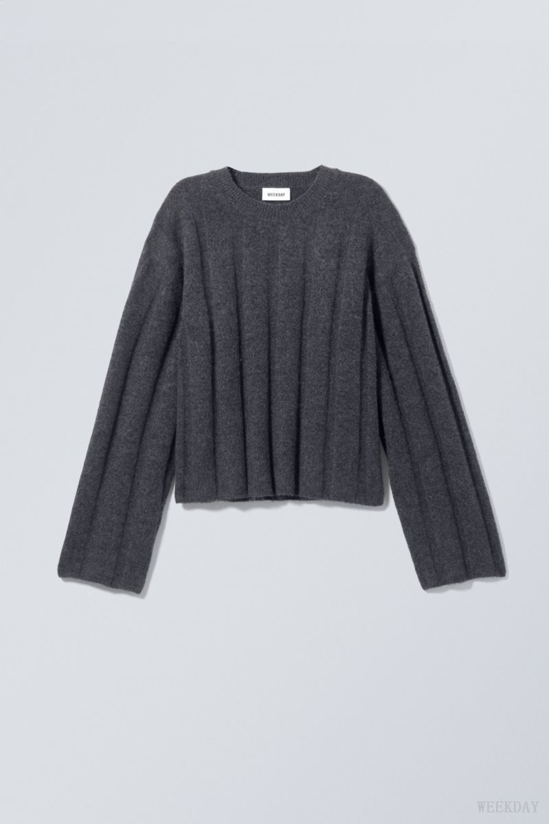 Weekday Fiona Rib Sweater Dark Grey | VAHY3777